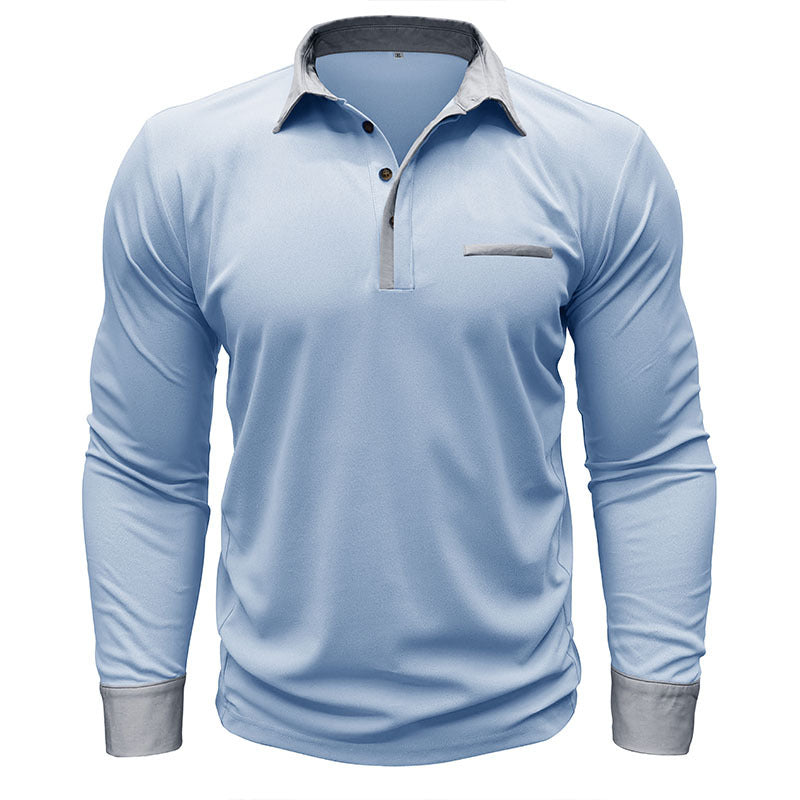 Men's Long Sleeve Lapel Polo Shirt