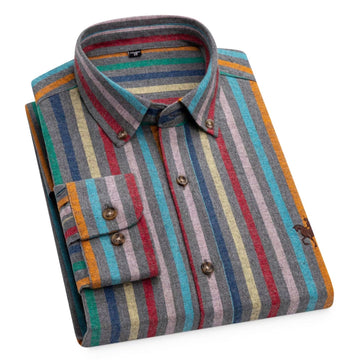 Men's 100% Cotton Embroidered Striped Shirt