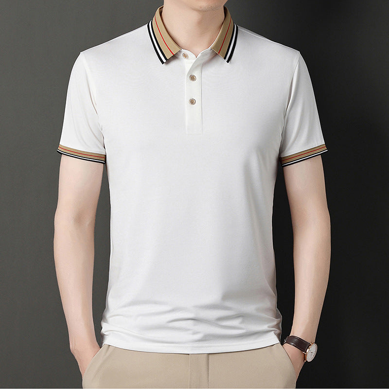 New loose solid color polo shirt