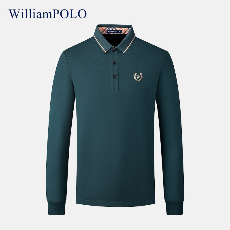 Men's High-end Quality Long-sleeved Embroidered Lapel Casual Polo Shirt