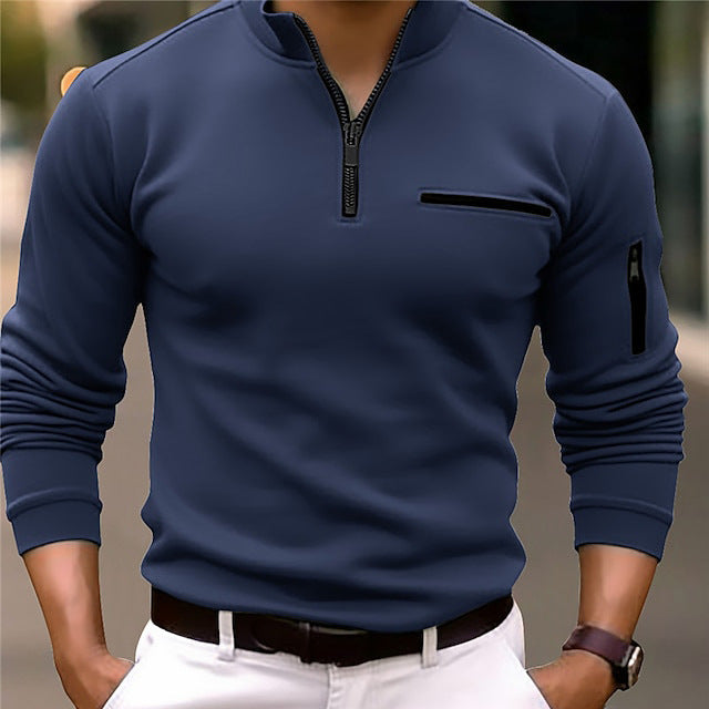 Men's Athletic Arm Zip POLO Shirt