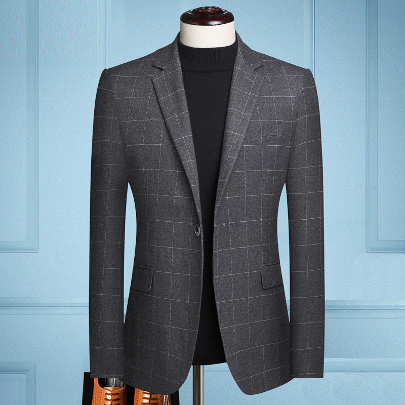 Men's Slim Fit Plaid Casual Blazer