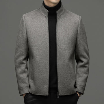 Men's Casual Stand Collar Woolen Jacket Coat