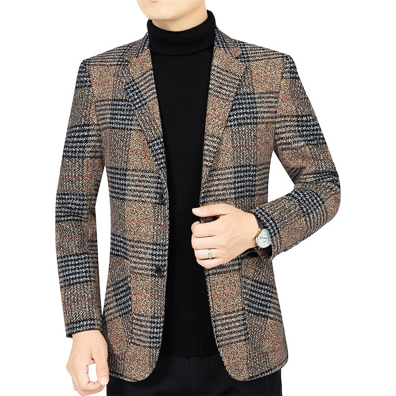 Men's New No-Iron Plaid Blazer