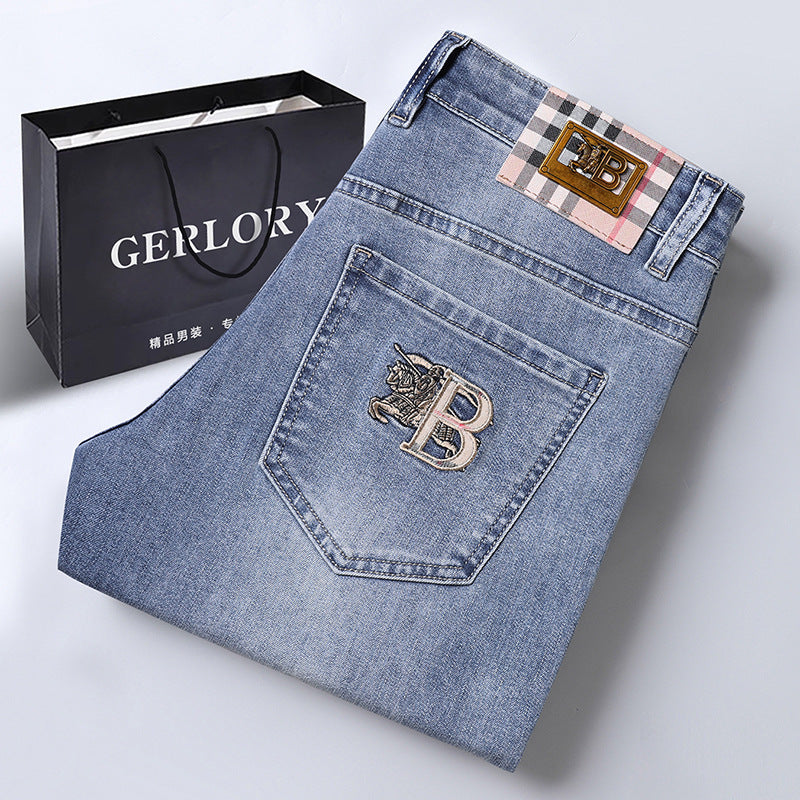 Men's Casual Embroidered Stretch High-end Jeans