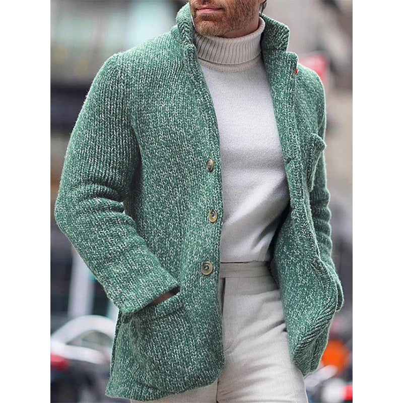 Men's Knitted Stand Collar Casual Jacket