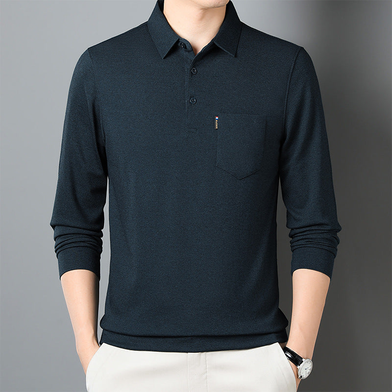 2023 New Men's Casual Business Lapel Bottoming POLO Shirt