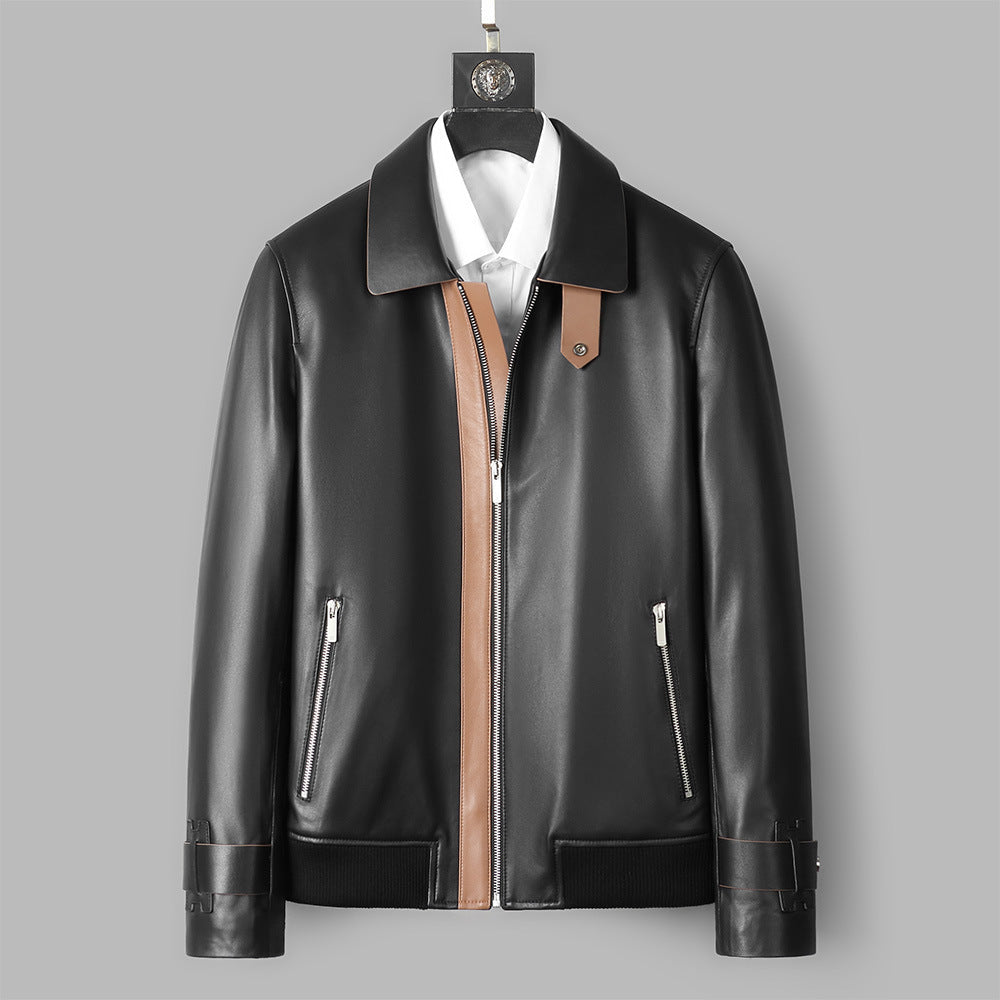 Men's Lapel Casual Leather Jacket