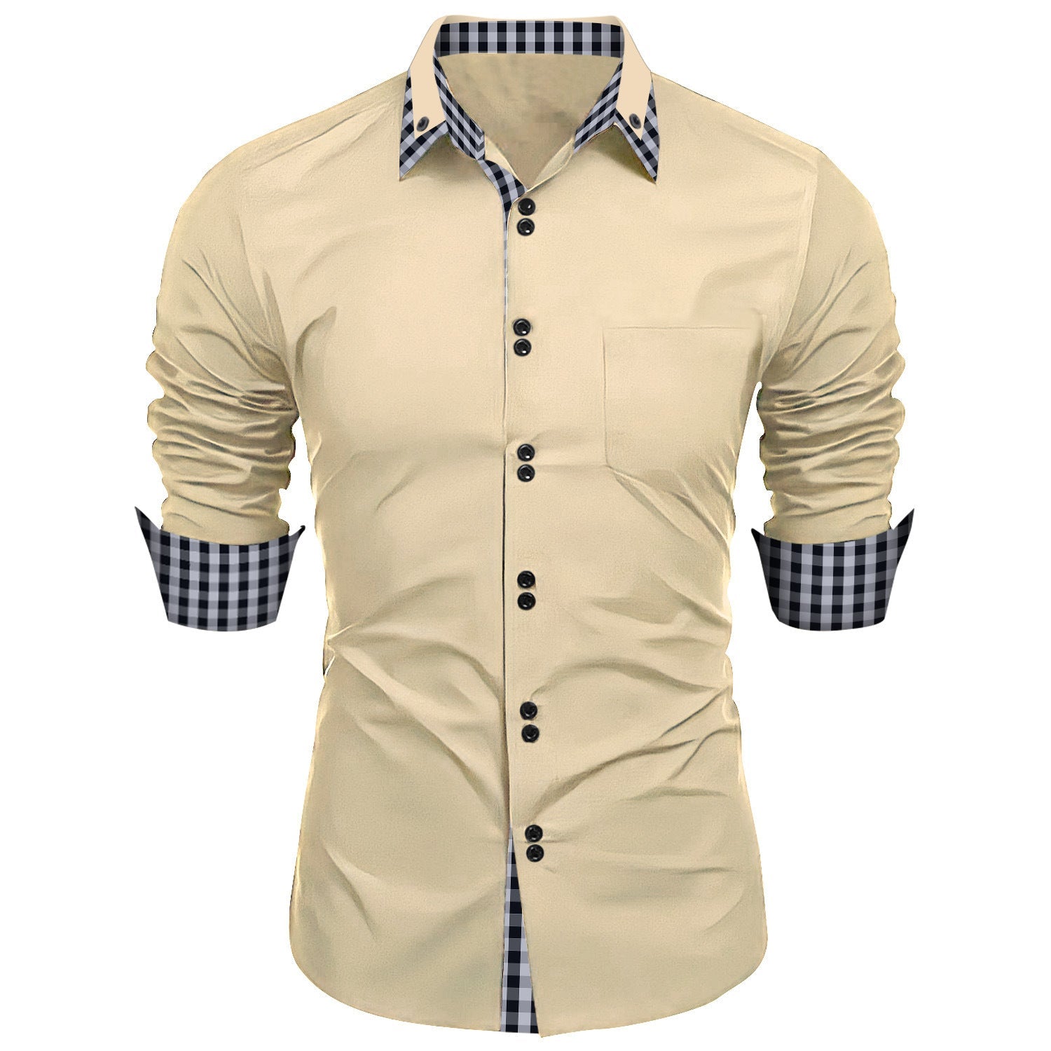 New Fashion Plaid Colorblock Casual Shirt