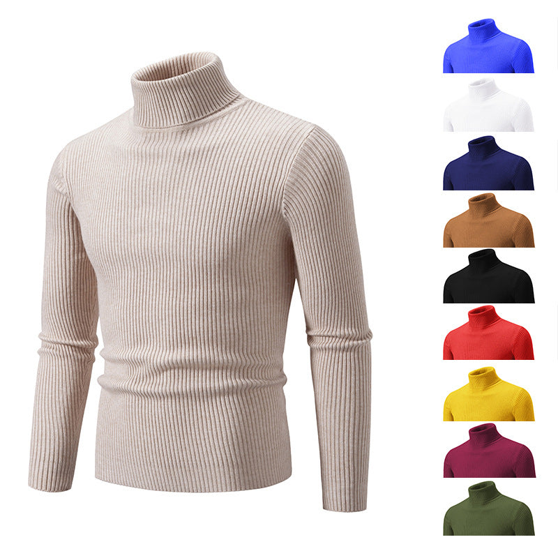 2023 Men's Turtleneck Striped Bottoming Sweater