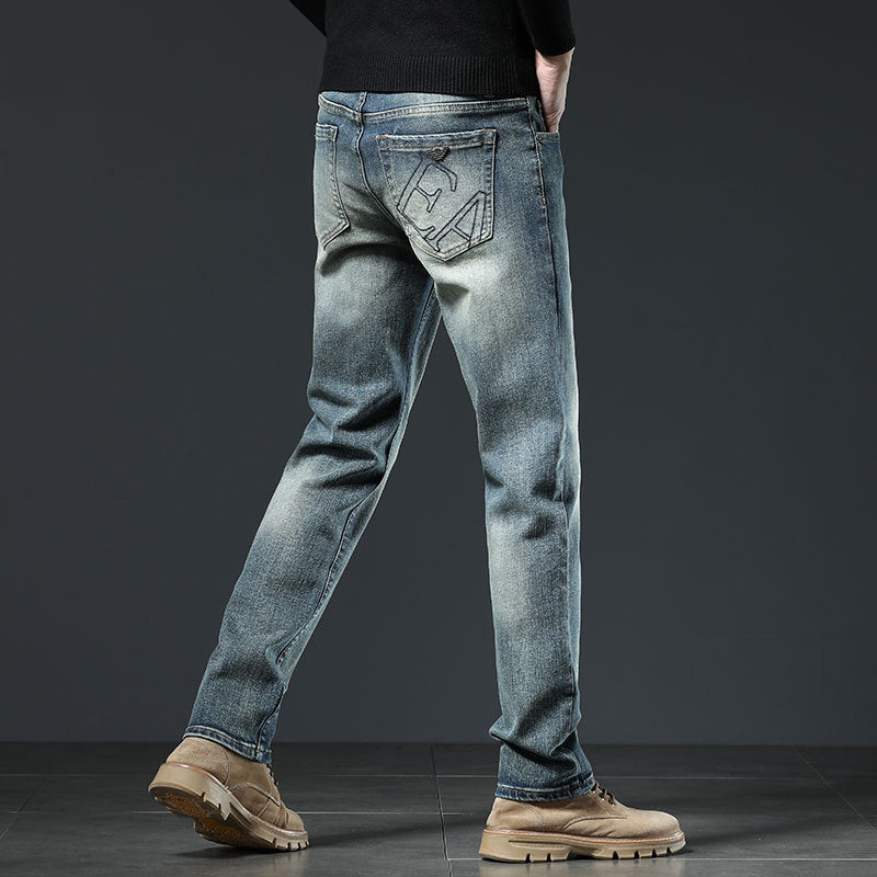 Autumn and winter thick stretch casual jeans