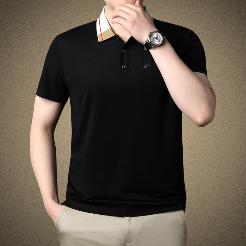 Lapel loose business solid color polo shirt