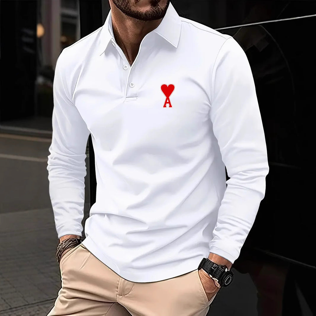 Men's Stylish Printed Lapel Polo Shirt