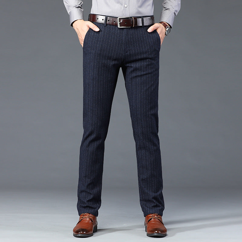 Men's New Fashion Striped Loose Stretch Business Trousers