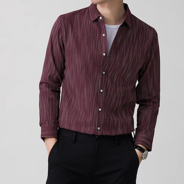 New Men's Cotton Linen Business Casual Long Sleeve Shirt