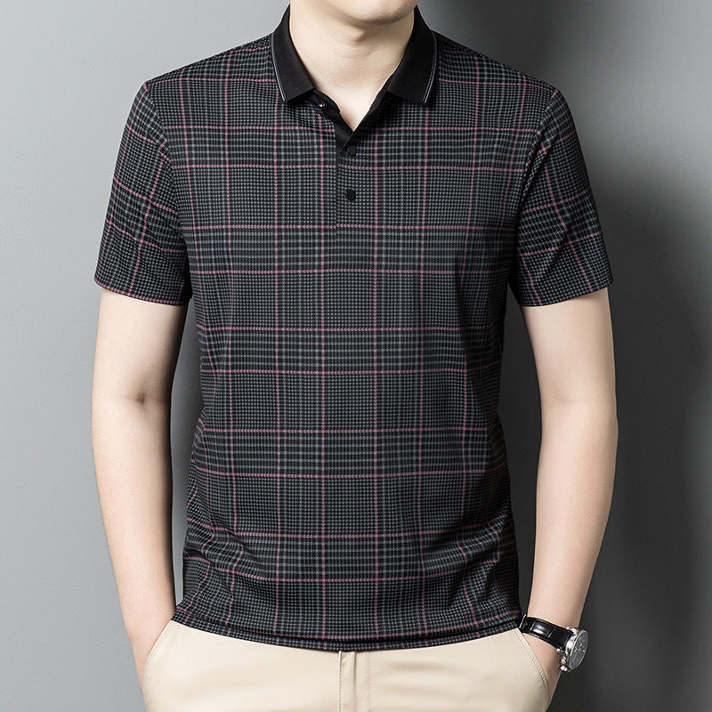 Men's Plaid Casual Loose Polo Shirt