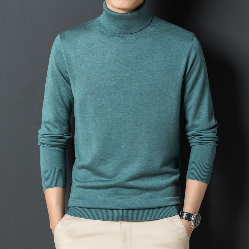 Men's Pure Wool High Collar Knitted Sweater