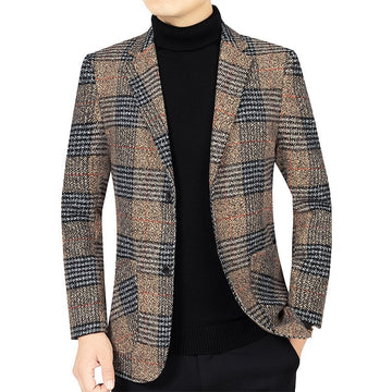 Men's New No-Iron Plaid Blazer