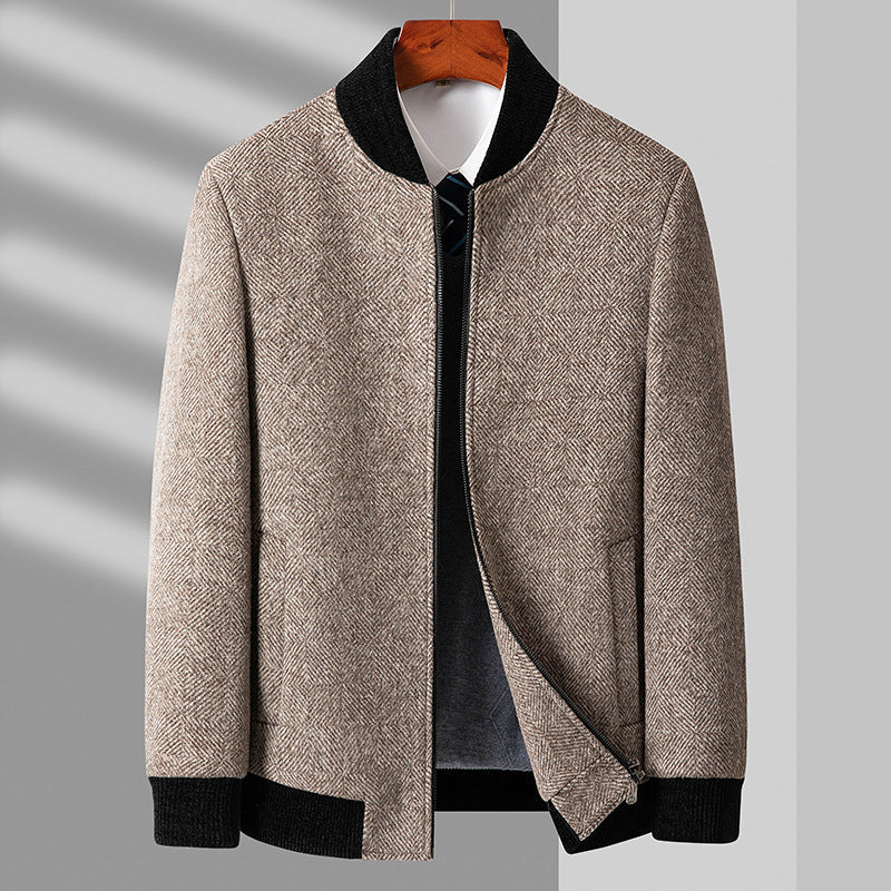 2024 Men's Wool Business Casual Cotton Thickened Stand Collar Jacket