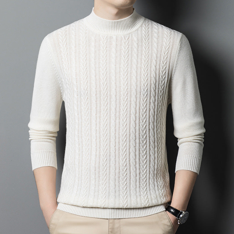 Men's Solid Color Business Casual Wool Knit Sweater