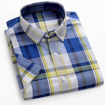 Men's 100% Cotton Plaid Business Casual Shirts