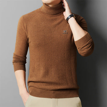 Men's High Collar Warm Jacquard Casual High-end Wool Sweater