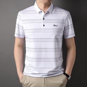 Striped Short Sleeve Lapel Casual POLO Shirt