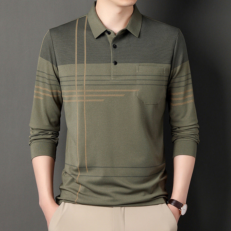 Men's Jacquard Striped Fashion Loose POLO