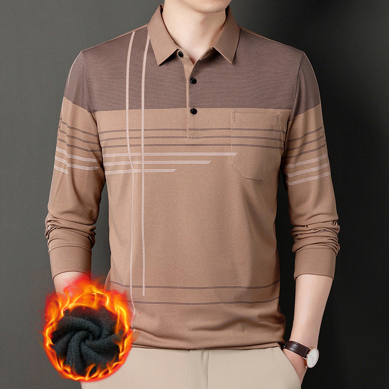 Men's Winter Business Casual Plus Velvet Comfortable High-quality Long-sleeved POLO Shirt