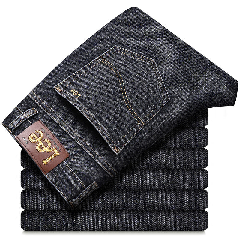 Men's Elastic Loose Straight High-end Versatile Soft Jeans