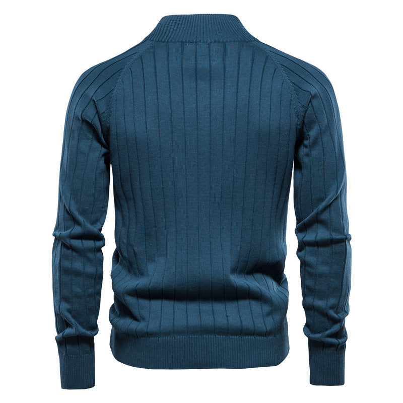 Men's Lapel Jacquard Casual Sweater