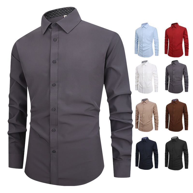 Men's Solid Color Warm Casual Simple Business Shirt