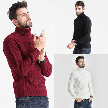 Versatile turtleneck fashionable men's pullover sweater