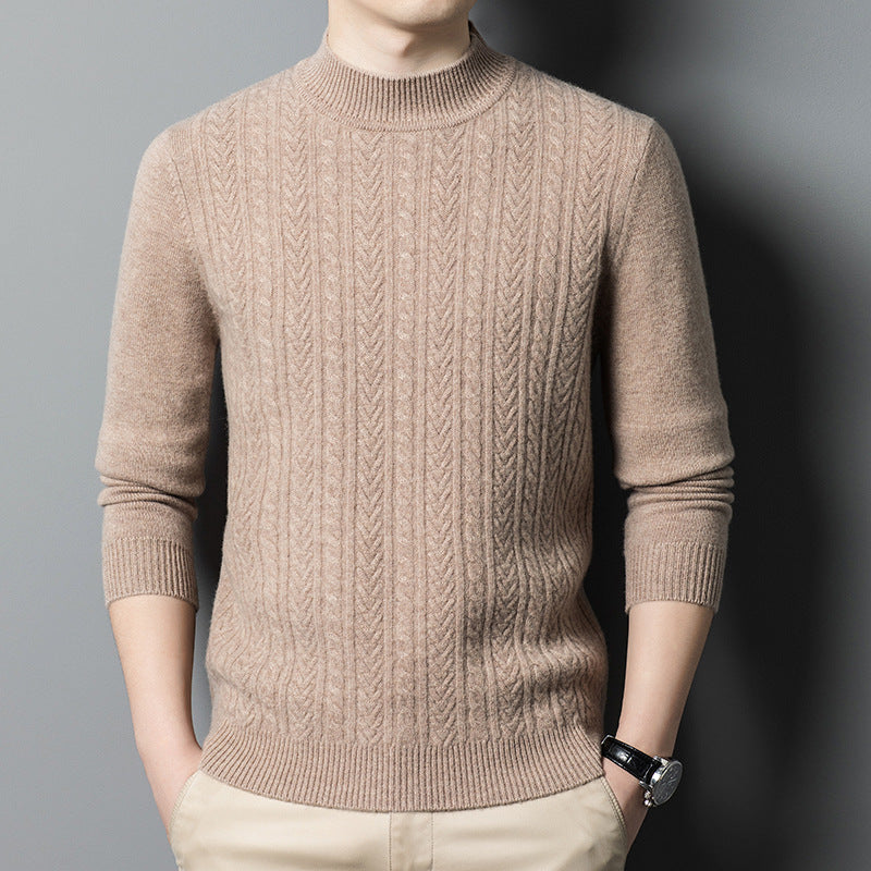 Men's Solid Color Business Casual Wool Knit Sweater