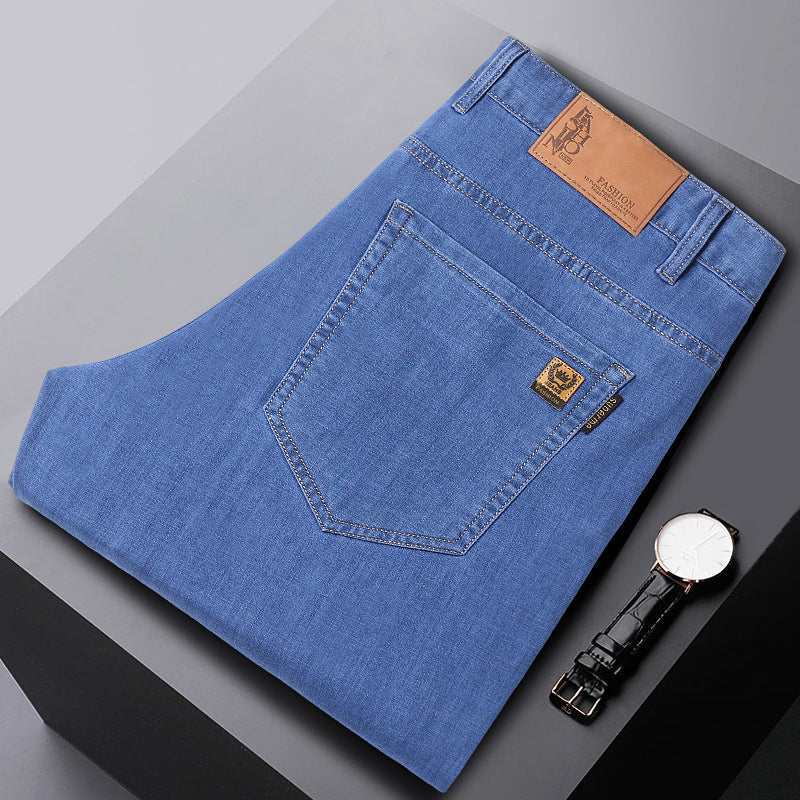 Loose straight stretch business casual jeans