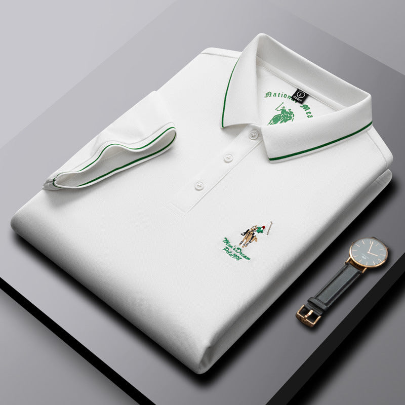 Pure cotton high-end embroidered lapel polo shirt