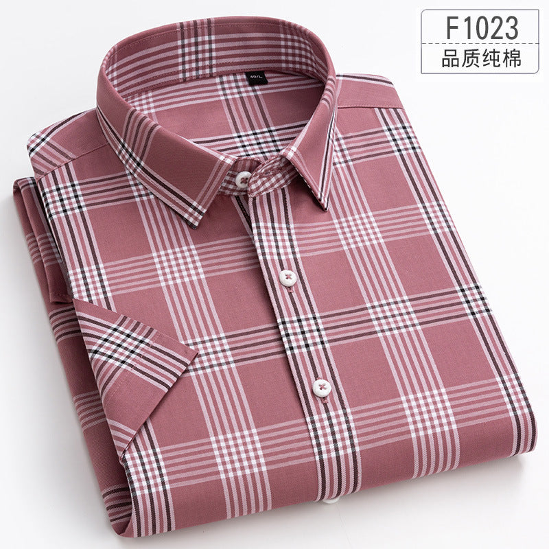 Men's 100% Cotton Plaid Comfortable Casual Short-sleeved Shirt