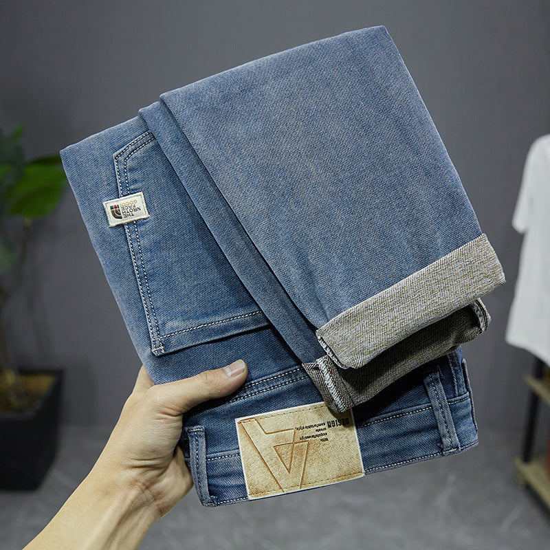 Men's Slim Straight Loose High-end Soft Denim Jeans