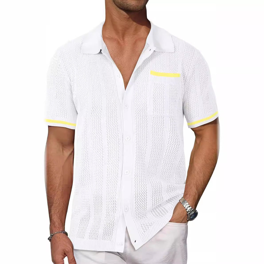 Men's New Style Pocket Hollow Breathable Casual Shirt