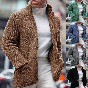 Men's Knitted Stand Collar Casual Jacket