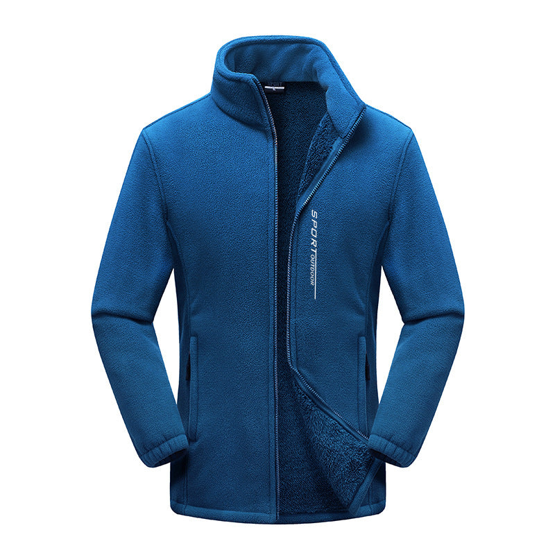 Men's Polar Fleece Outdoor Thickened Large Size Warm Double-faced Fleece Jacket