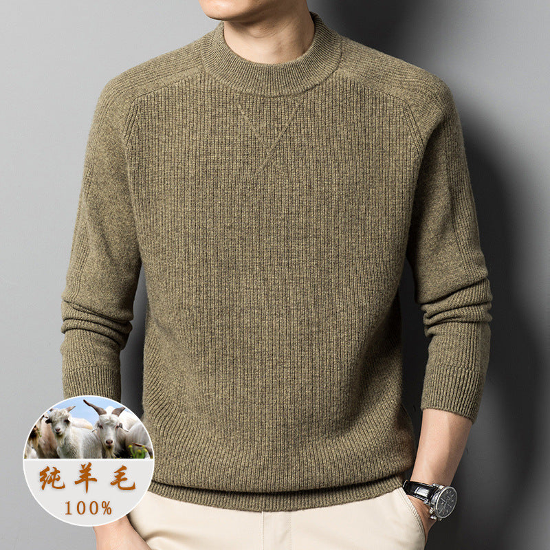 100% Pure Wool Round Neck Business Sweater