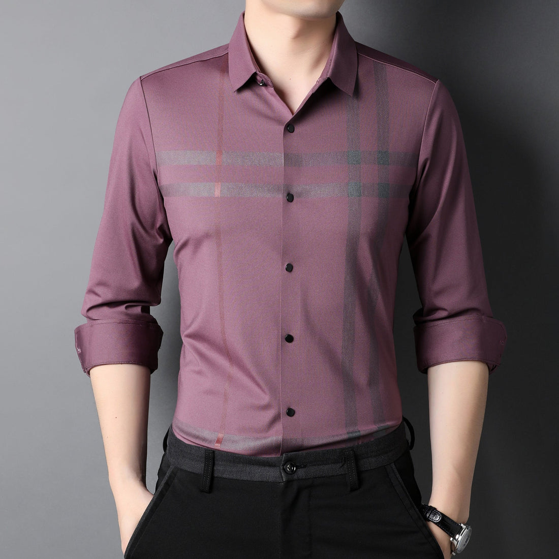 Men's Fashion Simple Long Sleeve Printed Shirt