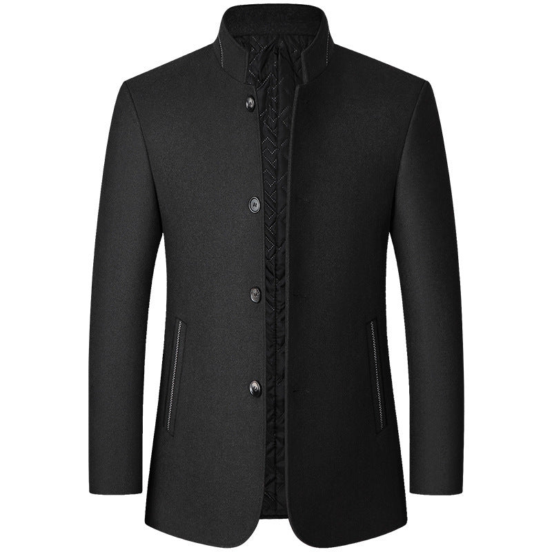 Men's Woolen Stand Collar Blazer