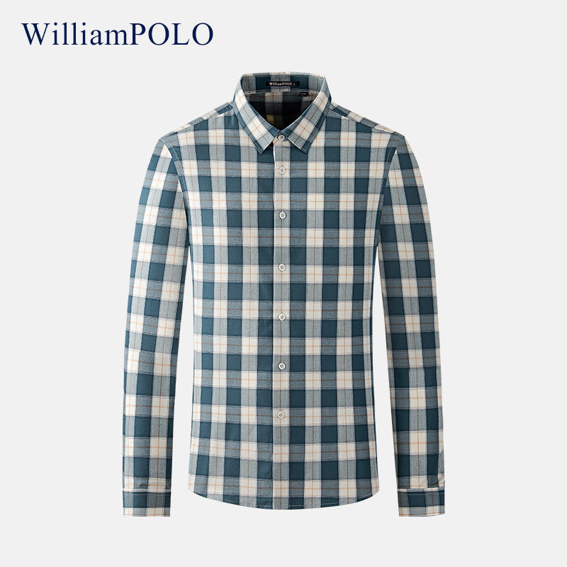 Men's Plaid Pattern No-Iron Casual Versatile Long Sleeve Shirt