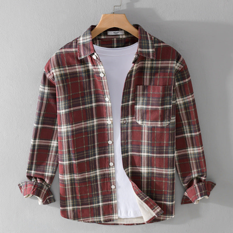 Men's 100% Cotton High Quality Plaid Casual Long-sleeved Shirt