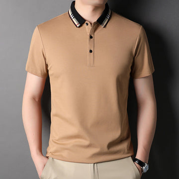 Business casual solid color lapel polo shir