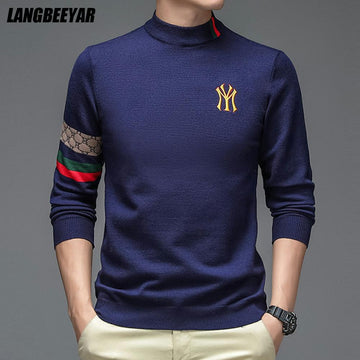 2022 Top Grade New Designer Fashion Brand Luxury Knit Half Turtleneck Men Warm Woolen Sweater