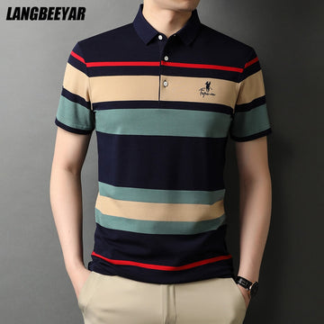 Top Grade New Summer Brand Striped Embroidery Mens Designer Polo Shirts