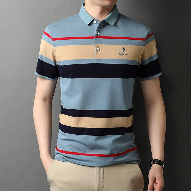 Top Grade New Summer Brand Striped Embroidery Mens Designer Polo Shirts